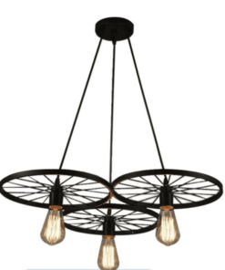 Vintage Three Spoked Wheel Pendant Light