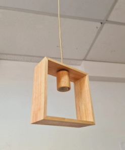 Square wood hanging pendant light