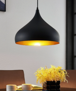 Black & Gold Round Pendant Light
