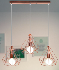 Rose Gold Row Of Three Pendant Vintage Diamond Geometric Shape