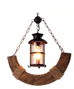 Rustic Wood & Iron Lamp Pendant Chandelier