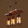 Wood Vintage Industrial Chandelier 3-Lamp