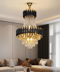 Modern Nordic Luxury Black Gold Chandelier Light