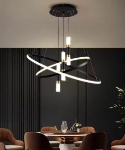 Circular black and gold LED 3 cylinder hanging Pendant Light